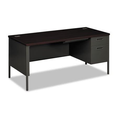 Hon HON, METRO CLASSIC RIGHT PEDESTAL DESK, 66W X 30D 29.5H, MAHOGANY/CHARCOAL P3265RNS